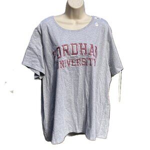 FORDHAM University Gray Short Sleeve T-Shirt Burgundy Graphic Women Plus Size 4x